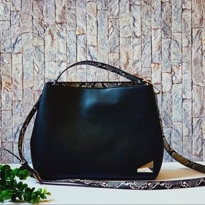 Kensie Black with Faux Snake Skin Large Tote Bag